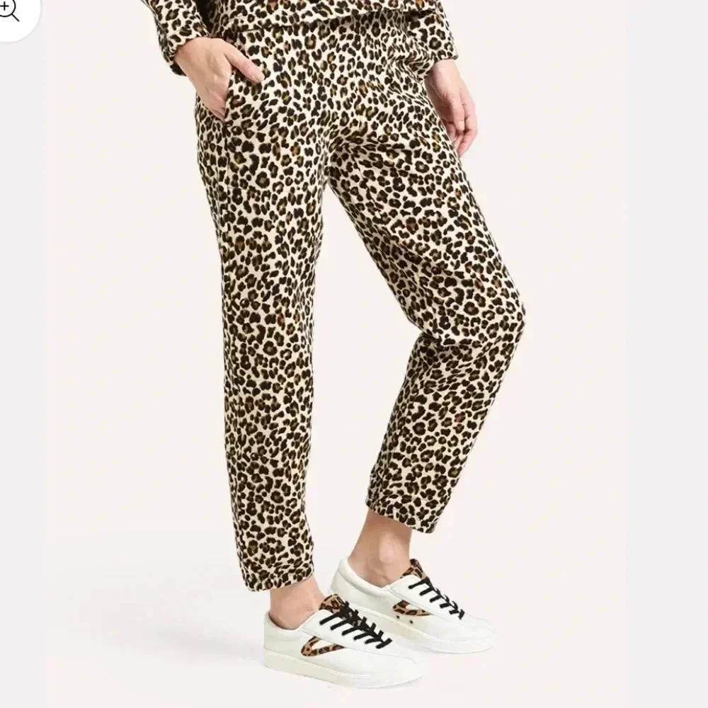 VELVET GRAHAM & SPENCER NEW Bristol Leopard Print Joggers Fleece Sweatpants S - Picture 6 of 10